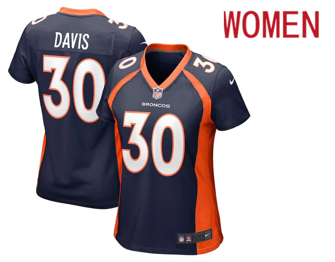 Women Denver Broncos #30 Terrell Davis Nike Navy Retired Player NFL Jersey->women nfl jersey->Women Jersey